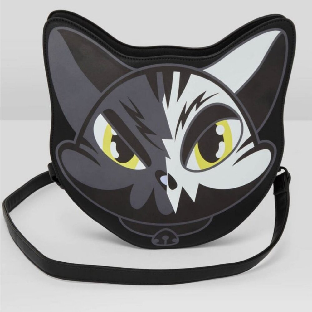 Killstar ✦ Maneki‑Neko Black Cat Handbag ✦ Quilted Leather Kreeptures Graphics